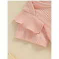thumbnail image 6 of Bagilaanoe 3Pcs Newborn Baby Girls Overalls Dress Set Ribbed Short Sleeve Romper Tops + Suspender Skirt + Headband 3M 6M 12M 18M 24M Infant Casual Clothes, 6 of 7