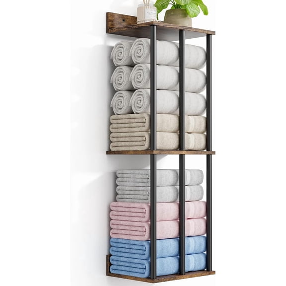 Towel Racks for Bathroom Wall Mounted with Wooden Storage Shelf