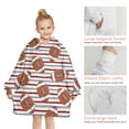 thumbnail image 6 of Football and Stripes Sports Blanket Hoodies for Kids 6-13YR Oversize Wearable Blanket Hoodies for Boys Girls Teens, 6 of 7