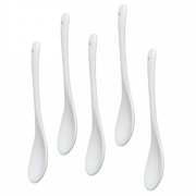 ACDANC Set of 5 White Porcelain Coffee Spoons for Espresso, Tea, Sauces, and Desserts, 5.12 in Coffee Spoons