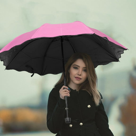 Clispeed Japanese Folding Umbrella with Uv Protection Pink Parasol Compact Portable Windproof