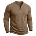 thumbnail image 5 of Stamzod Long Sleeve Henley Shirts for Men Casual Pullover Button Up Shirt Soft Home Cotton Oversized Tshirts Khaki XXL, 5 of 10