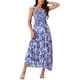 thumbnail image 4 of INSPIRE CHIC Vestidos de playa bohemios de verano para mujeres, con escote cuadrado, sin mangas, con volantes, florales y fluidos, vestido largo L azul oscuro, 4 of 5