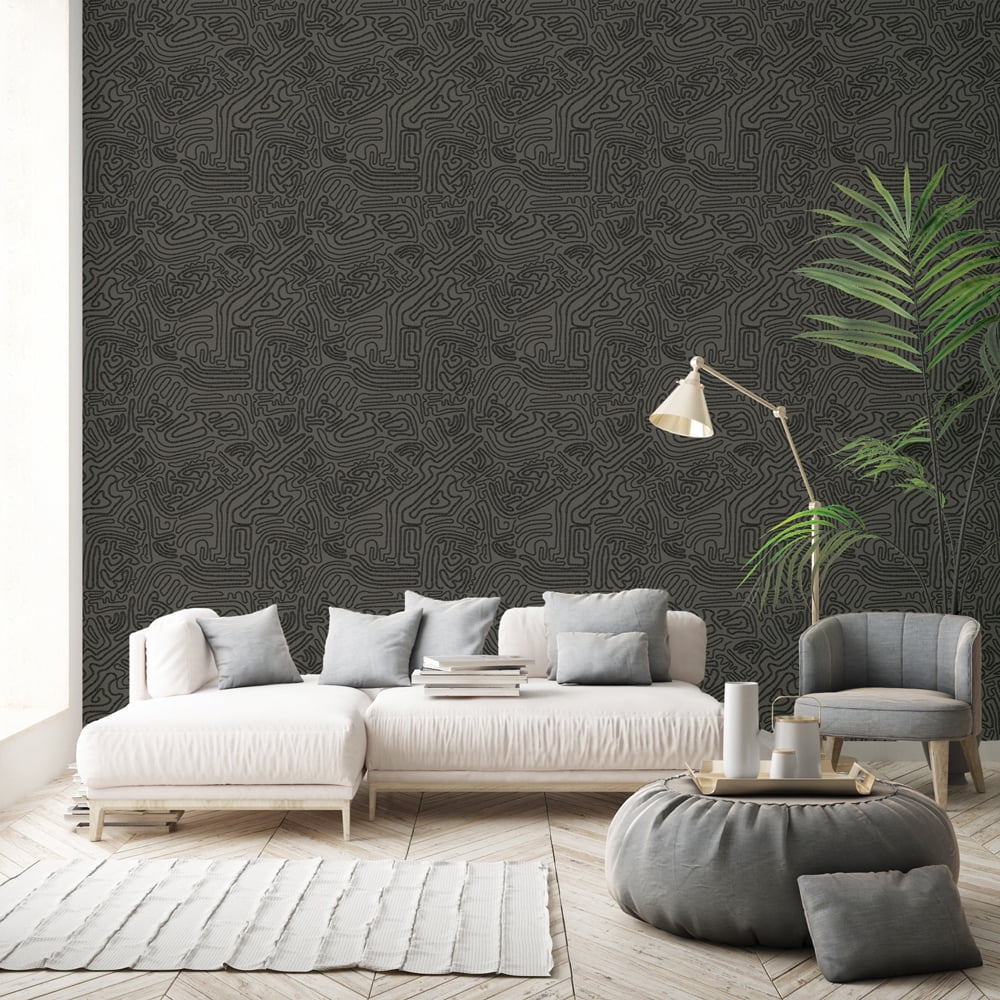 Tempaper Sketch Black Peel and Stick Wallpaper, 20.5" x 16.5'
