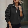 thumbnail image 2 of Half Zip Sweatshirt Womens Casual Long Sleeve Fleece Lined Pullover Oversized Quarter Zip Cozy Sweat Shirt with Pockets, 2 of 7