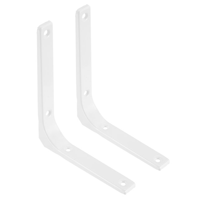 Uxcell 2Pcs Soportes de Estante Flotante, 5 x 6 Pulgadas Soportes de Estante de Pared de Alta Resistencia, Soportes de Ángulo de Acero para Estantes de Madera, Armarios, Soporte de Encimera, Blanco