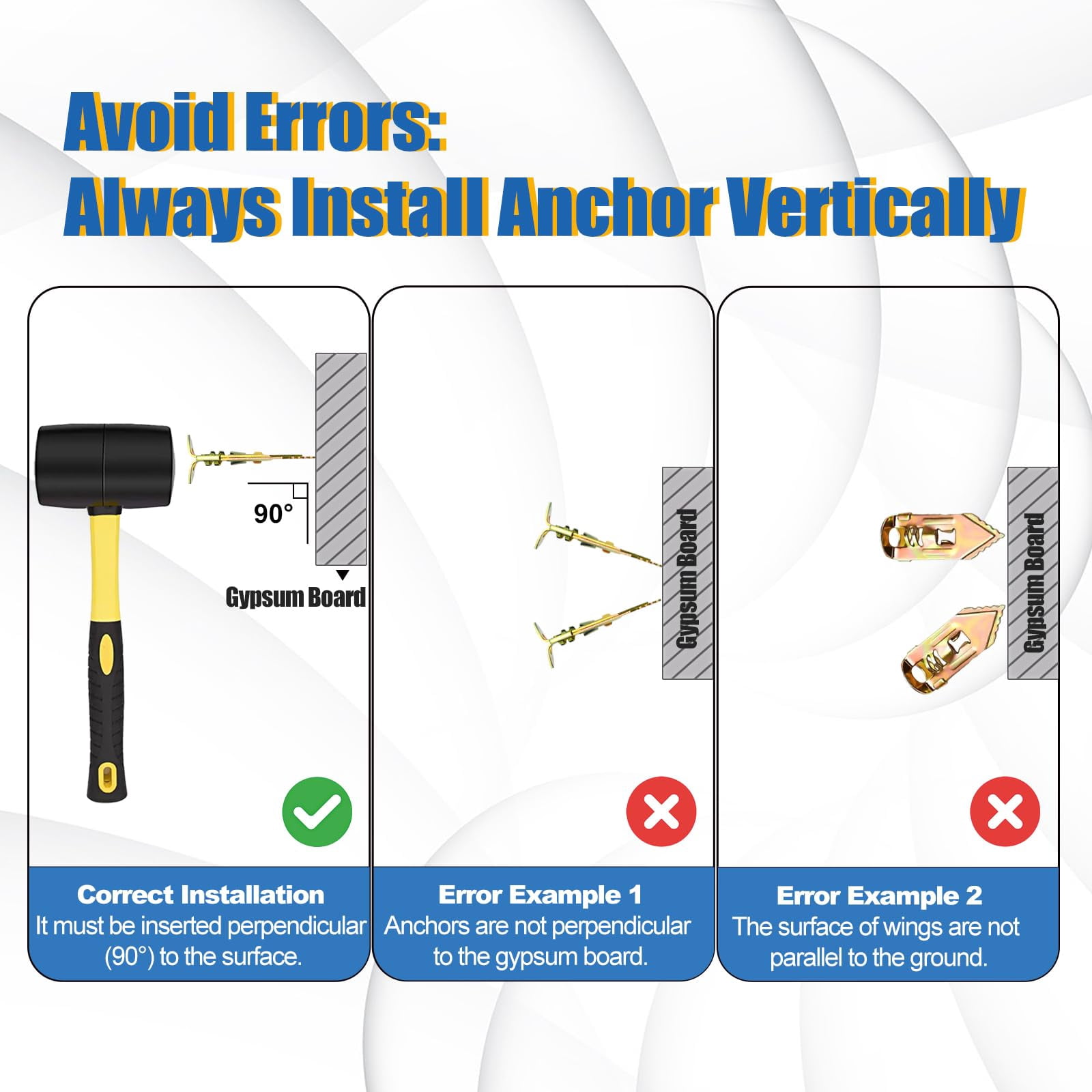 Self Drilling Drywall Anchors with Screws Kit - 200 Pcs Heavy Duty Metal Expansion Anchors for Sheetrock, No Drill Needed, 50lb Rating, 2026 Upgraded Anti-Strip Design