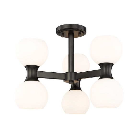 494-6SF-MB-Z-Lite-Artemis - 6 Light Semi-Flush Mount In Mid-Century Modern Style-13.75 Inches Tall and 18 Inches Wide-Matte Black Finish
