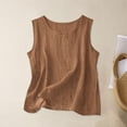 thumbnail image 2 of GEWSEY Dressy Tank Tops for Women Cotton Linen Gauze Shirts Sleeveless Summer Tunic Top Loose Fit Lightweight Casual Blouses (Brown, 5XL), 2 of 4