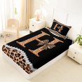 thumbnail image 4 of Manfei Leopard Print Letter H Bow Twin Sheet Sets, Fashion Diamond Bedding for Girls Women, 3 Pieces, 4 of 5
