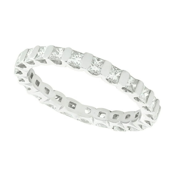 Natural 1.50Ct Princess Cut Diamond Bar Set Women's Anniversary Wedding Eternity Band Ring Solid 10k White Gold I SI2