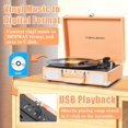 thumbnail image 3 of Reproductor de discos de vinilo con altavoz incorporado, grabación USB, tocadiscos de maleta portátil Bluetooth vintage para vinilo, reproductor LP retro con transmisión por correa de 3 velocidades, s, 3 of 5