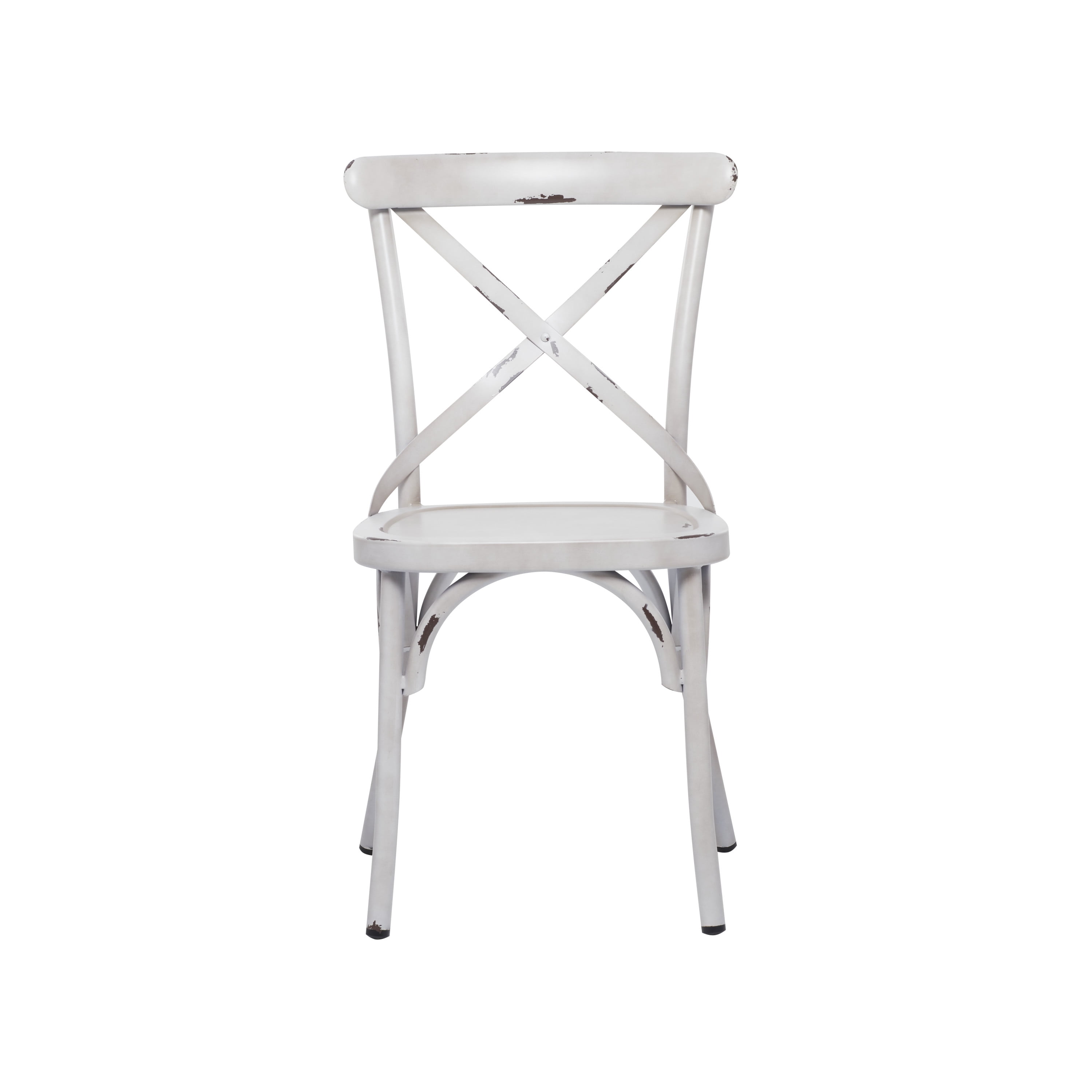 DecMode 19"W, 35"H Metal Farmhouse Outdoor Dining Chair, White, 2-Piece