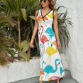 thumbnail image 3 of Flamingo Pattern Sleeveless Dress Woman Fashion Long Dresses Women's Summer Suit Dress 2025, 3 of 7