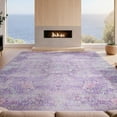 thumbnail image 2 of Design&I 4'x6' Washable Area Rug Pet Friendly & Non-Slip Built-In Grip Dorm Boho Purple Vintage Distressed Pastel Vine Edges Flower for Reading Nook, Bedroom, 2 of 7