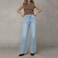 thumbnail image 3 of Zulora Women's High Waist Wide Leg Jeans Cuffed Hem Denim Pants Vintage Casual Straight Trousers for Spring Summer, 3 of 6