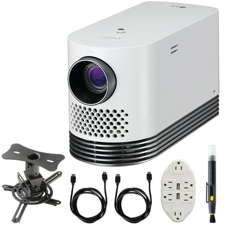 - LG Laser Smart Home Theater Projector White (HF80JA) w/Bundle Includes, Projector Mount + 2x 6ft High Speed HDMI Cable + Transformer Tap USB w/ 6-Outlet Wall Adapter, 2 Ports + LCD/Lens Cleaning Pen