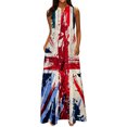 thumbnail image 2 of Robes d'Été pour Femmes Mode Femmes Décontractées Col en V Jour de l'Indépendance Imprimé Robes Été Sans Manches Robe Chandail Robe de Soirée en Liquidation, 2 of 4