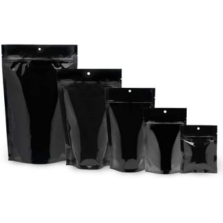 4.7 Mil Thick 50 Mylar Zip Bags Black - 6x8.6 Inch Airtight Odor Proof  Stand Up Baggies Aluminum Foil Zip Pouch Bag (Double-Sided Matte Black Bag)