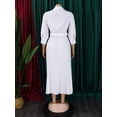 thumbnail image 4 of AURA Women’s A Line Midi Dress Turn Down Collar Long Sleeve High Waist Pleated With Belt S XXXL, 4 of 6