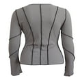 thumbnail image 3 of Women Fashion Wild T-Shirts Patchwork Knitted Ribbed  Neck Flare Long Sleeve Shirts Spring Autumn Slim Fit Tops, 3 of 4