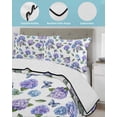 thumbnail image 4 of Quilts Twin Size, Purple Blue Hydrangea Soft Comforter Bedding Set for Bed, Watercolor Butterfly Flowers Lightweight Quilted Bedspread with Pillow Cover(2 Pieces) for All Season, 68x86 Inch, 4 of 6