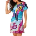 thumbnail image 2 of Gukieu Tropical Flamingo Summer Print Women's Nightgown, A-line Round Neck Short-sleeved Nightgown Pajamas Home Wear Suitable for Home and Outing, 2 of 6