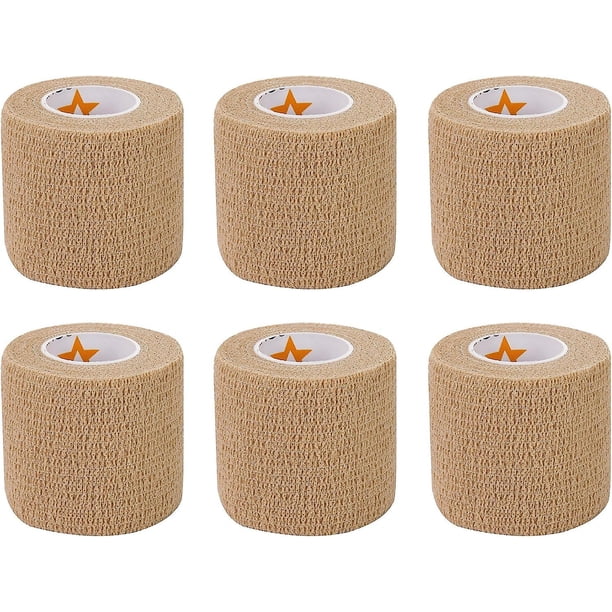 6 piezas de vendaje Vendas autoadhesivas cohesivas Colores de piel Vendaje elástico brillante 5 cm de ancho 4,5 m de largo para dedos Mano Dedos de los pies Pies Sin pegamento Dedo P Rojo Verde Cocina, Decoración y Otros