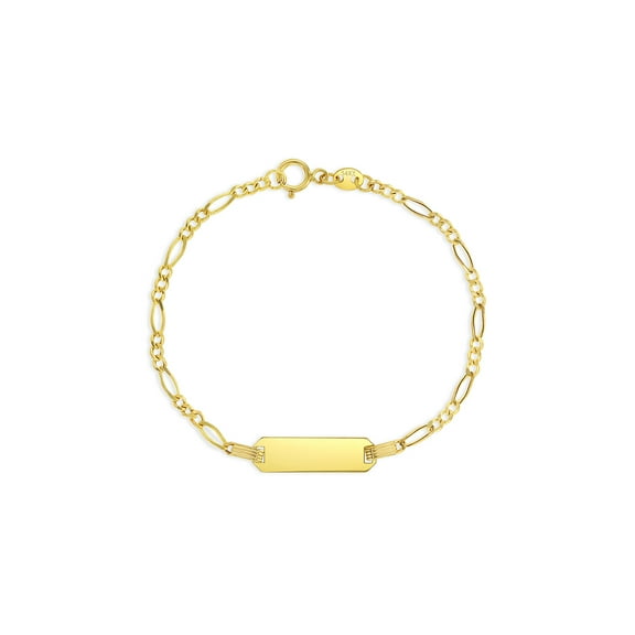 Engravable ID Figaro 5.5" Baby/Toddler/Kids Bracelet - 14k Gold