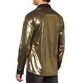 thumbnail image 3 of INSPIRE CHIC Shiny Shirt for Men's Long Sleeves Party Nightclub Glitter Metallic Shirts L Golden, 3 of 5