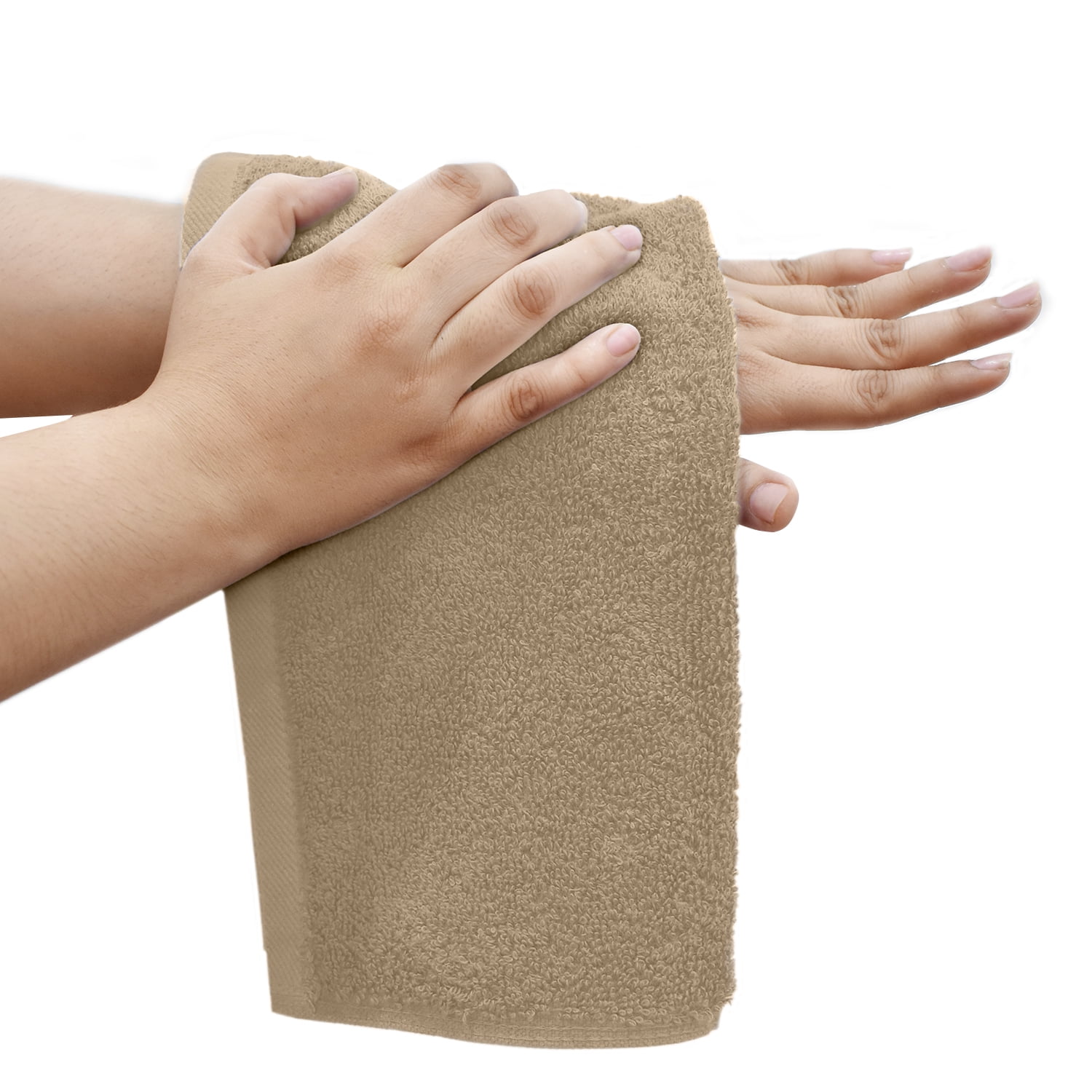 Dan River Washcloth for Face 12 pack Soft Absorbent and Quick Drying Durable Cotton Face Towel - Tan