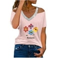 thumbnail image 1 of Camisetas Casuales para Mujeres Correa de Hombro de Verano Camiseta con Cuello en V, Manga Corta Top Ligero para el Hogar Y la Fiesta, 1 of 6