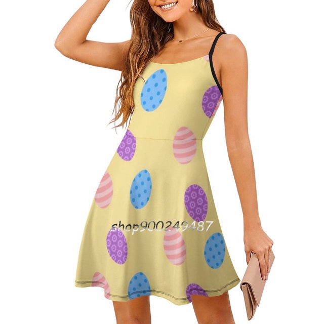 Œuf de Pâques Robe Élégante Douce Femmes Coréenne Kawaii Col Carré Robe Œuf de Pâques Printemps Chasse aux Ufs de Pâques Mignon Coloré
