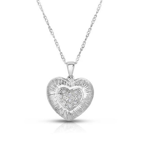 1/20 Carat T.W. Diamond Silver Heart Pendant, 18