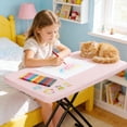 thumbnail image 4 of WASUHE 30" Small Camping Folding Table, 18/24/28 inch Height Adjustment Tv Tray, Practical Portable Plastic Table, Indoor/Outdoor, Pink, 4 of 13