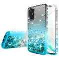 thumbnail image 2 of For Samsung Galaxy S20 FE Case w/ TPU Screen Protector Liquid Quicksand Glitter Cute Bling Girls Women [Shock Proof] for Samsung Galaxy S20 FE - Clear/Teal, 2 of 5