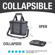 CleverMade Pacifica 30-Can Collapsible Soft Cooler Bag, Leak-Resistant, Gray
