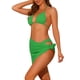thumbnail image 4 of Conjuntos de bikini de 3 piezas para mujer, con escote halter, trajes de baño de malla con pareo y falda de playa, traje de baño pequeño en verde, 4 of 5