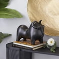 thumbnail image 3 of 13" x 9" Black Porcelain Ceramic Handmade Bull Sculpture, by DecMode, 3 of 9