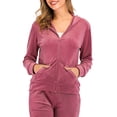 thumbnail image 4 of Plus Size Velour Sweatsuits for Women Hoodies Sweatshirt & Pants Activewear Tracksuit Set Long Sleeve Velour Sweatsuit Hoodie & Pants Velour Sport Suits Sets, 4 of 8