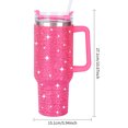 thumbnail image 3 of 40 Oz Sparkly Rhinestone Tumbler – Double Wall Stainless Mug with Handle, Leakproof Straw, Insulated for Hot/Cold Drinks, Travel-Friendly, 3 of 4