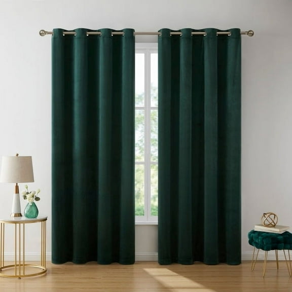 THD Grace Velvet Premium Soft Grommet Window Treatment Curtain Drapery Panels - Set of 2 Panels