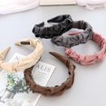 thumbnail image 4 of Bandas anchas para el cabello para mujer, diadema de tela negra con lazo, diademas de cuero con lazo, 2 unidades, nudo artificial de PU, moda glam para chicas., 4 of 5