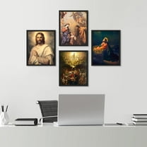 PixonSign Framed Wall Art Inspirational Christian Themed Illustrations Posters, Set of 4 Renaissance Fine Art Vintage Canvas Prints, Cozy Zen Wall Décor for Home Decor - 11"x14" Black