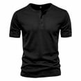 thumbnail image 6 of Ceisia Solid Henley Half Button Crew Neck Quick Dry Breathable Athletic Short Sleeve Tees For Daily Sports Black L Gift, 6 of 9