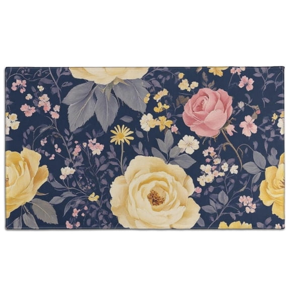 Pioneer Flower Floral Print Pattern Door Rugs,Washable Non Slip Door Mats Indoor,Decorative Door Mats,Entry Mat Indoor for Entrance,Bedroom,Kitchen,Bathroom,17"x30"