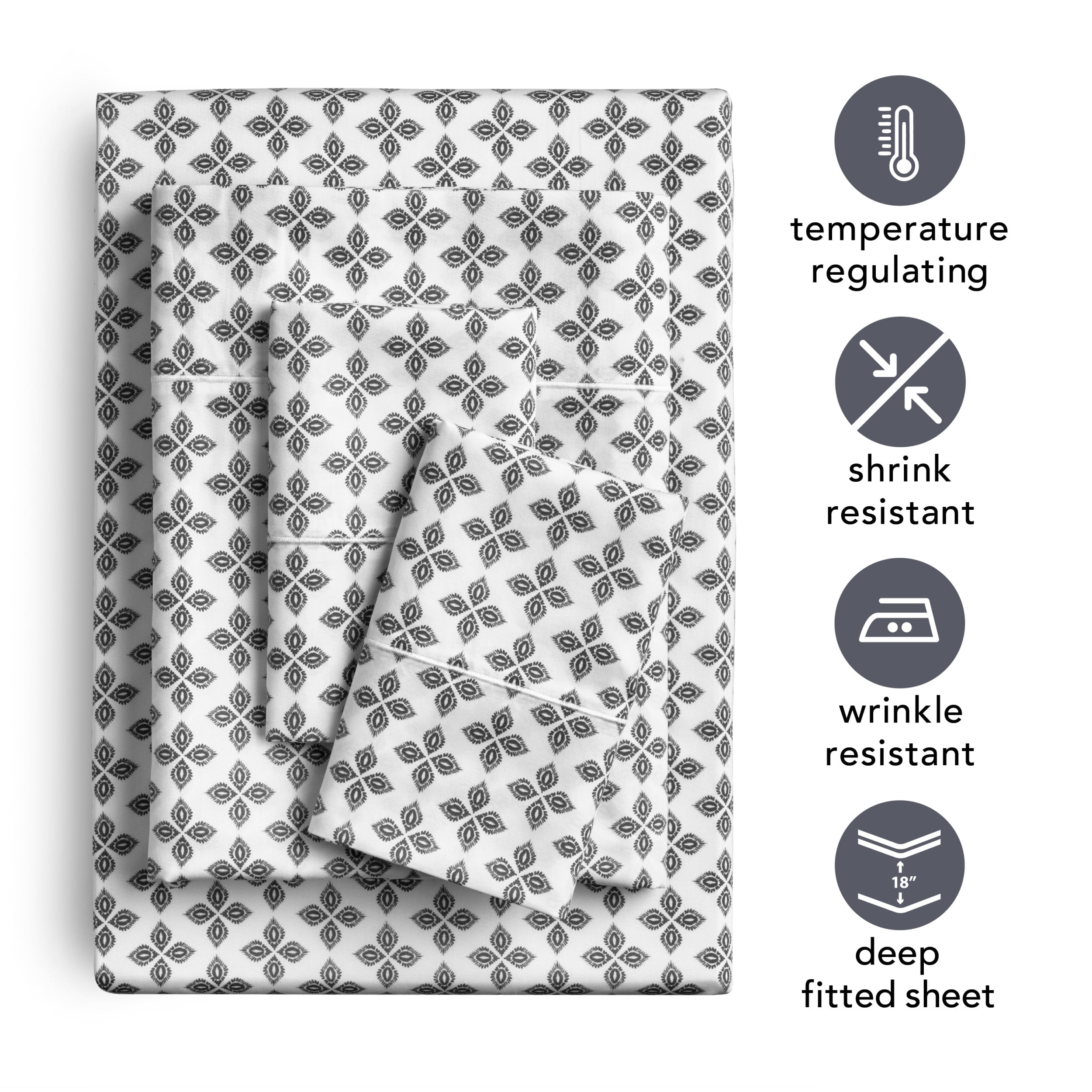 Better Homes & Gardens 400 Thread Count Hygro Cotton Bed Sheet Set, Full, Zaiby Ditsy