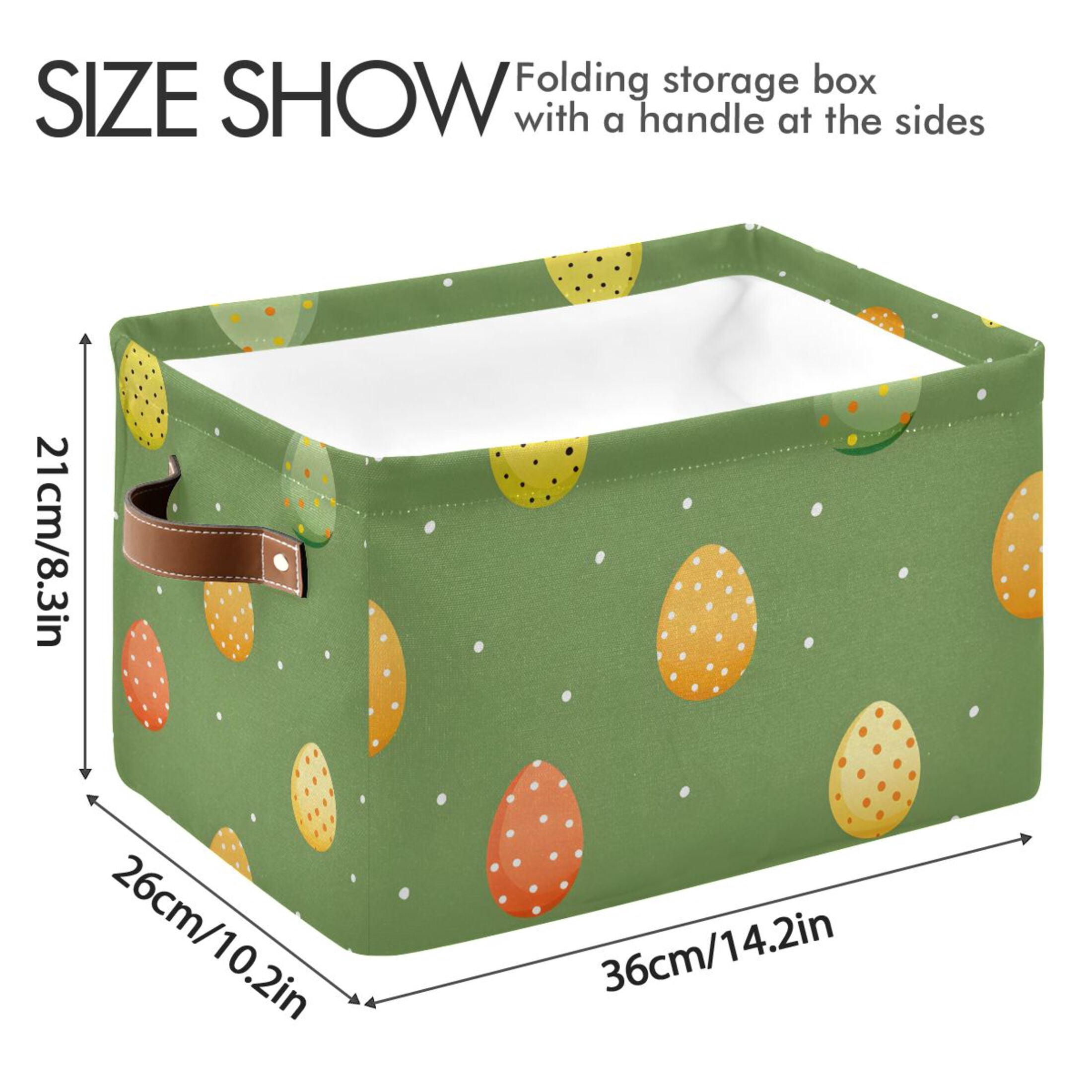 Ryvnso Eggs Easter Polka Dots Storage Basket Large Bin Foldable Boxes Toys Organizer 14.2x10.2x8.3in 2 PCs