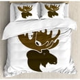 thumbnail image 3 of Moose Duvet Cover Set Twin Size, Deer Head Canadian Sacred Northern Wilderness Mammals Hunting Graphic, Decorative 2 Piece Bedding Set with 1 Pillow Sham, Army Green Green Brown, by Ambesonne, 3 of 3