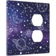 thumbnail image 2 of NICKSUN Galaxy Space Purple Combination Wall Plate, 2 Gang 1 Blank 1 Duplex Outlet Cover Decorative Switch Plate for Office Home Decor, 4.5 x 4.5 Inch, 2 of 7
